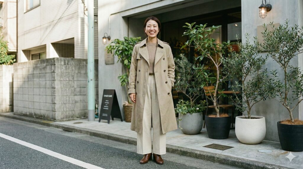 サービスから届いた服でオシャレを楽しんでいる女性