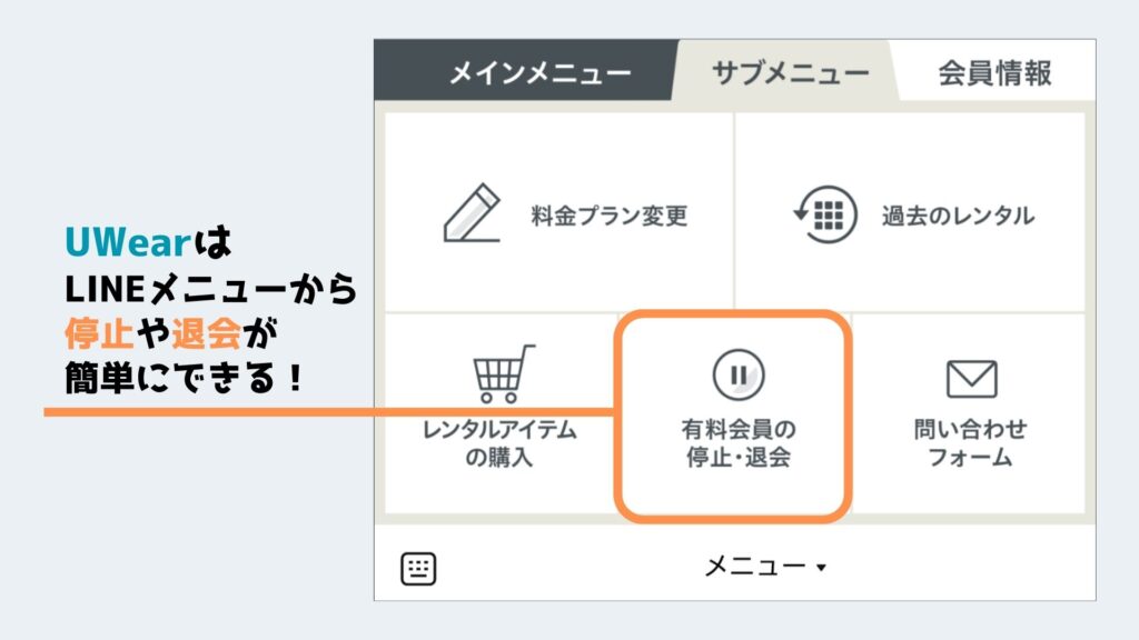 UWearはLINEで簡単に停止や退会ができる