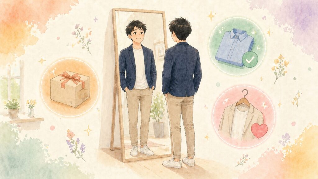 服サブスクを楽しんでいる男性