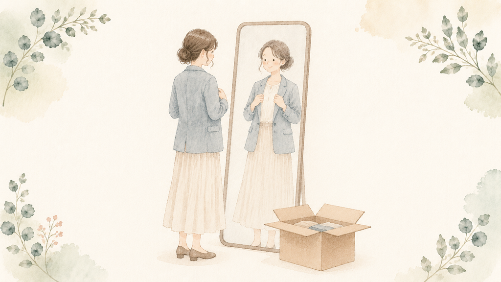 アナザーアドレスでハイブランドの服を試着する女性