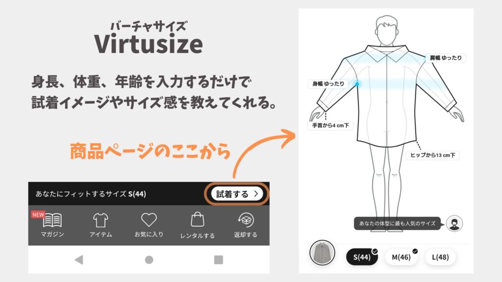 バーチャサイズの利用方法