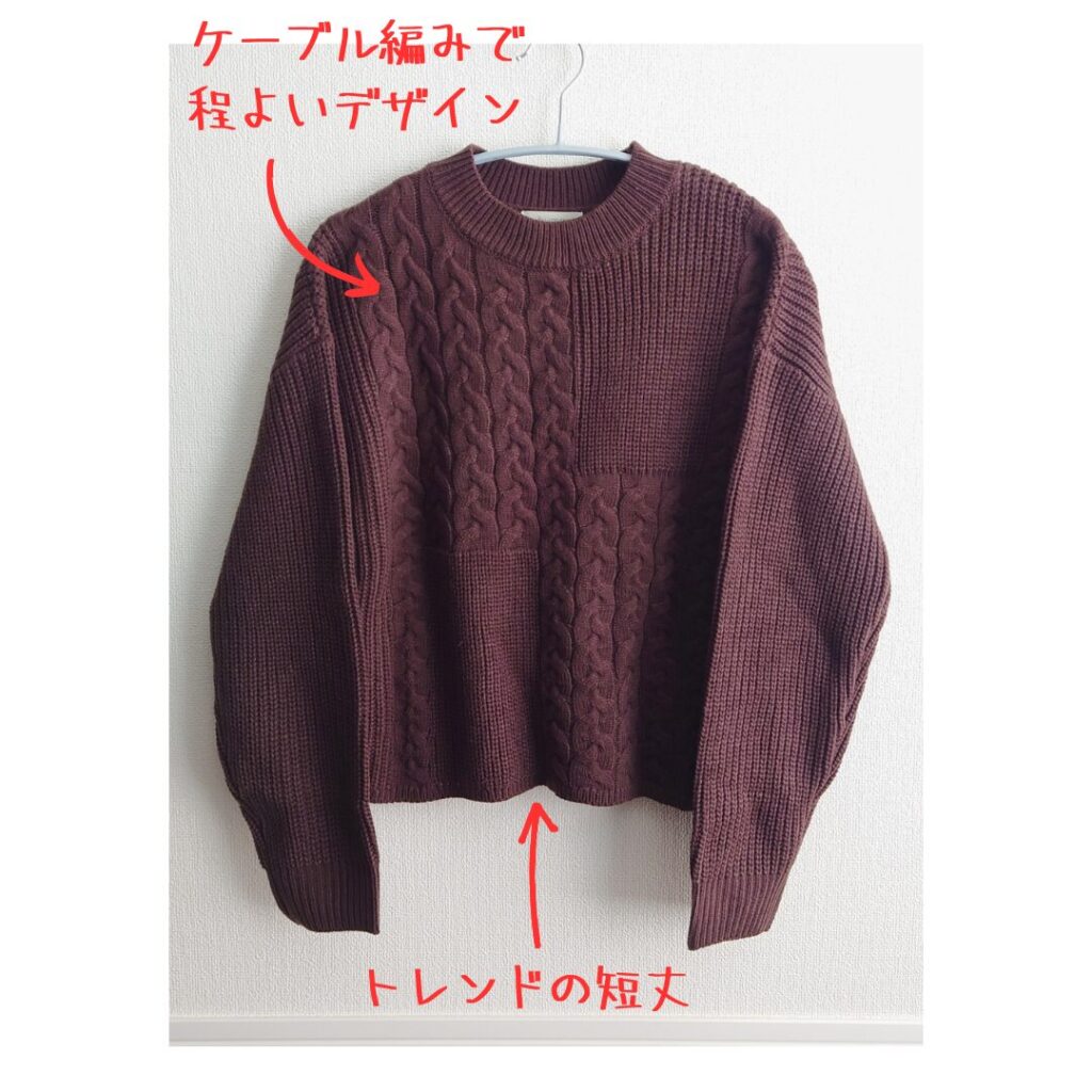 柄編みで程よいデザインのあるニット
