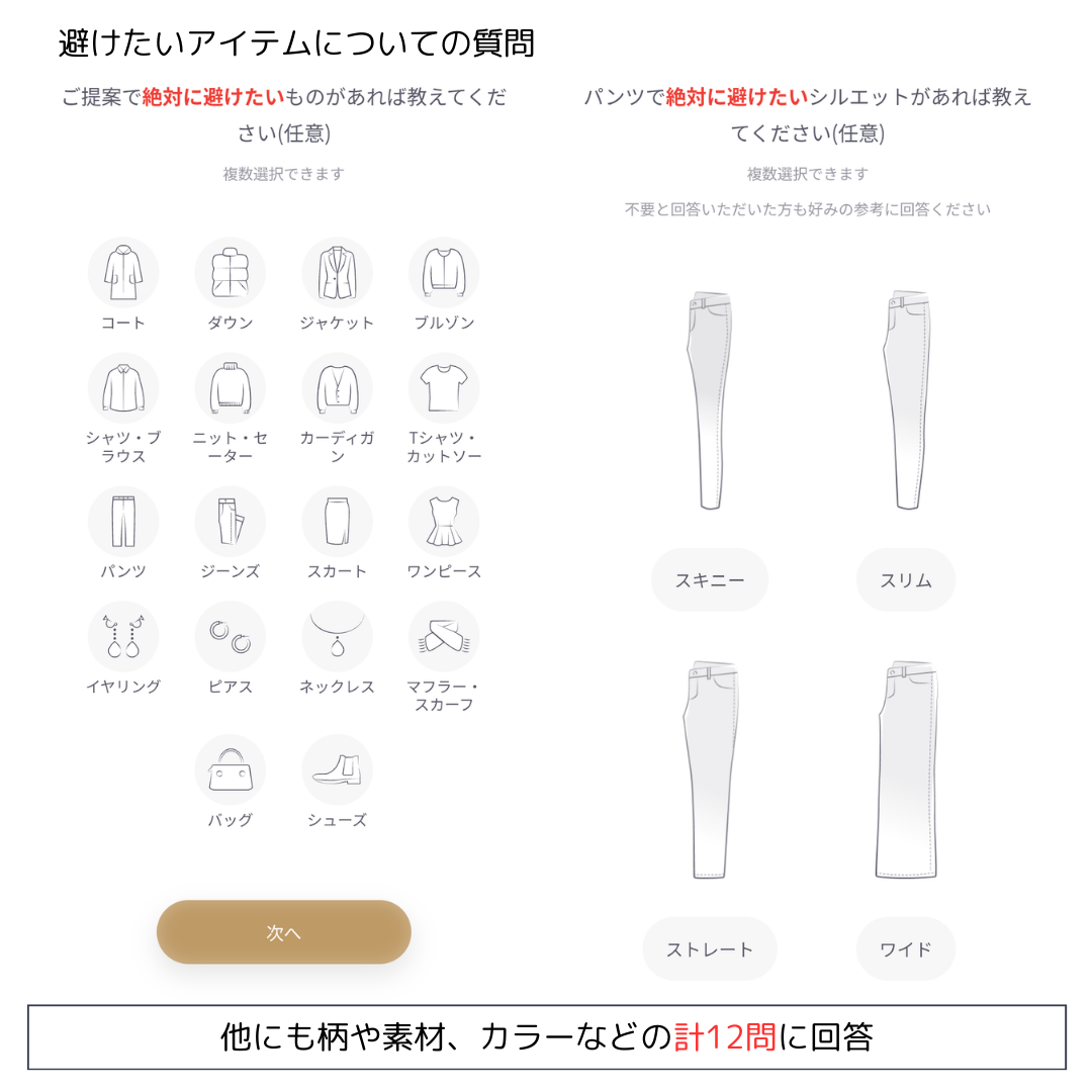 避けたいアイテムについての質問