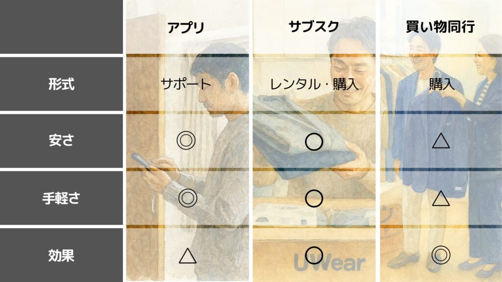 メンズ服を選んでくれるサービスの種類と特徴