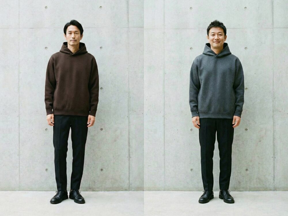 ウェーブ（華奢）に適するプルオーバーのパーカーの着用画像