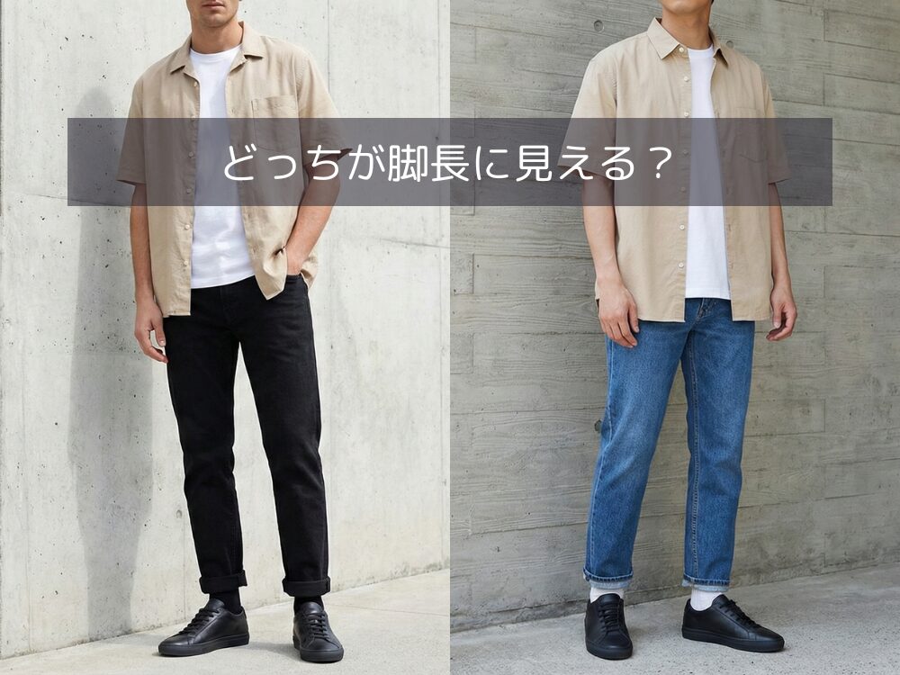 パンツと靴の色を合わせたときの脚長効果