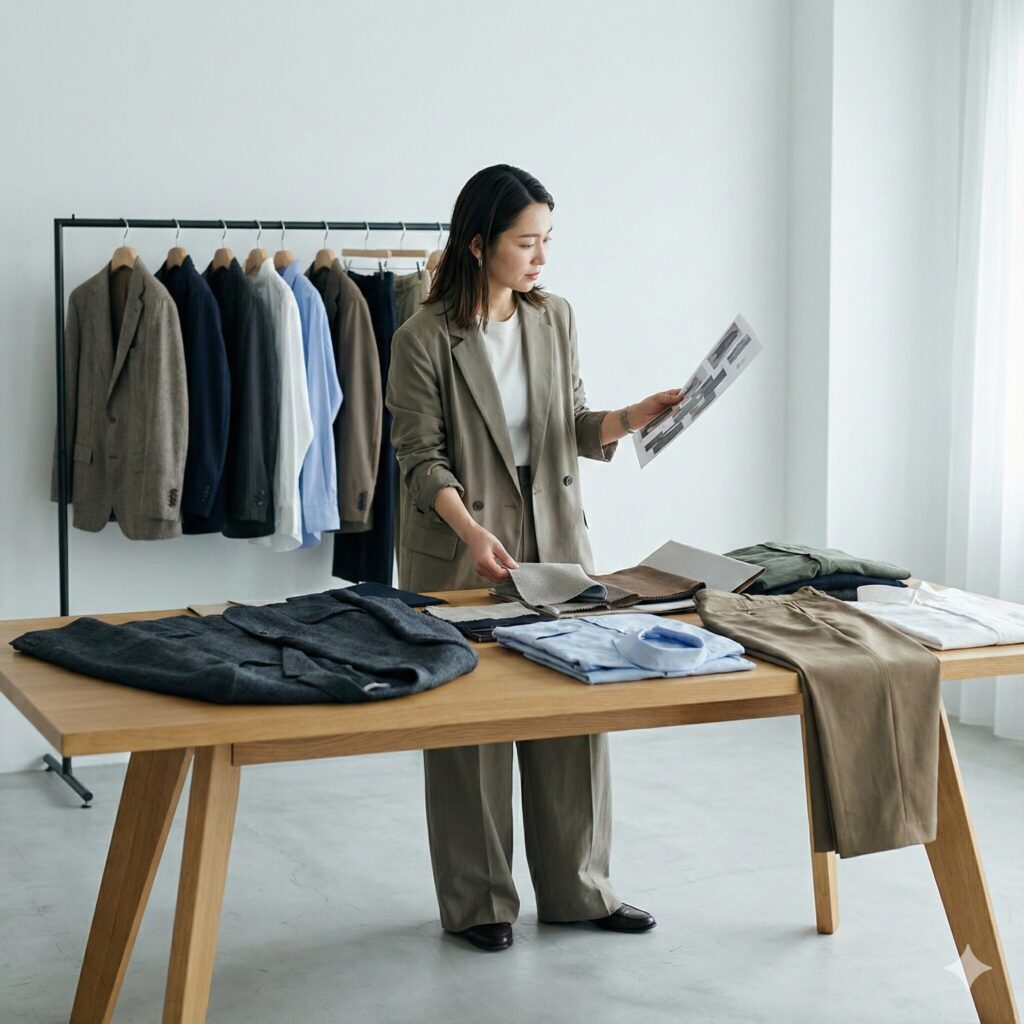 コーディネートを考えているスタイリスト