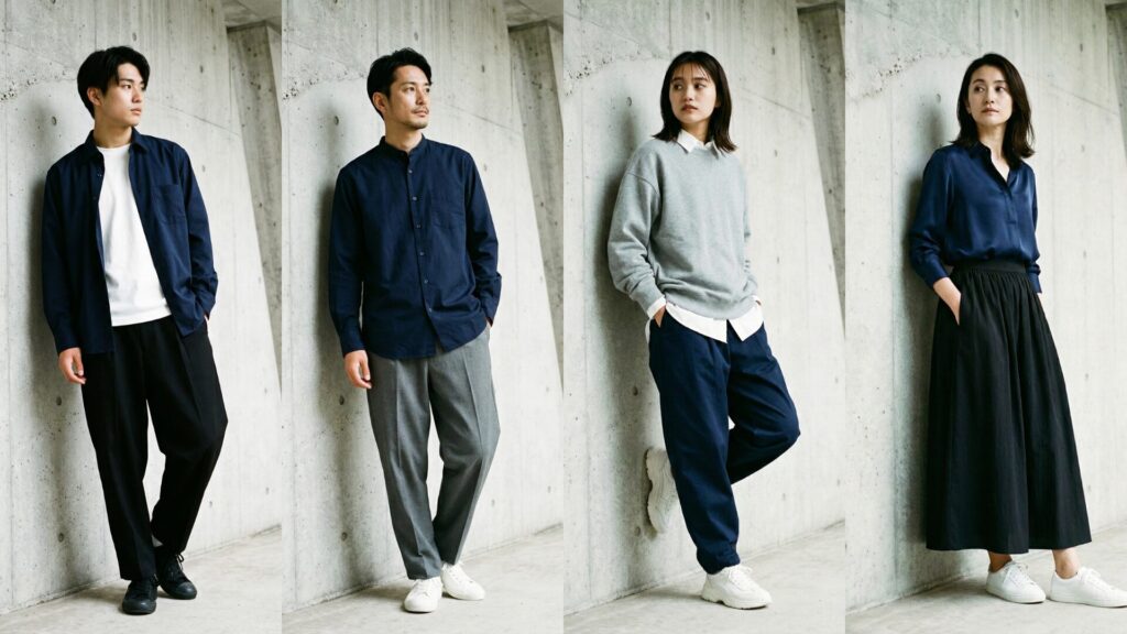 ネイビーとホワイトを組み合わせた着用画像