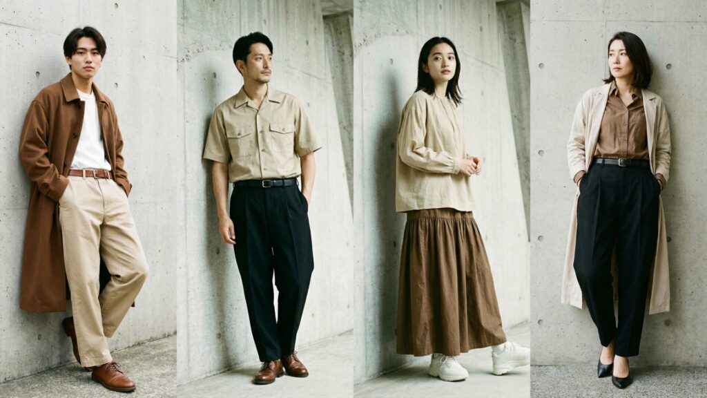 ベージュとブラウンを組み合わせた着用画像