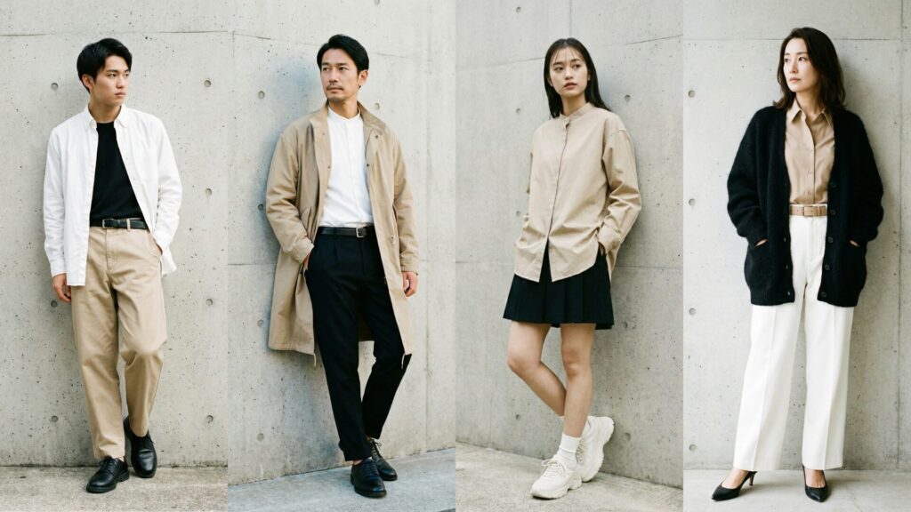 ベージュとホワイトを組み合わせた着用画像