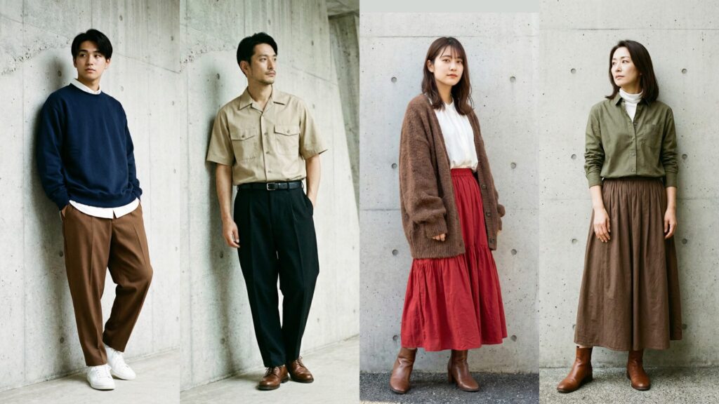 ブラウンに合う服の組み合わせ