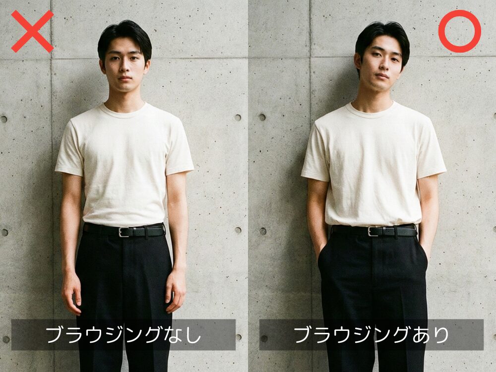 ブラウジングの有無による見た目の違い