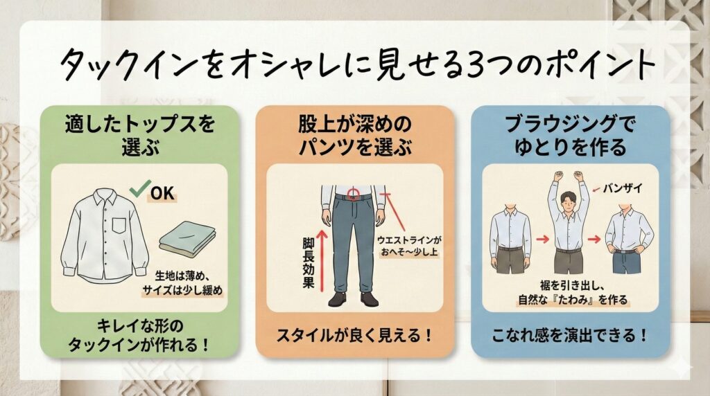 タックインをオシャレに見せる3つのポイント