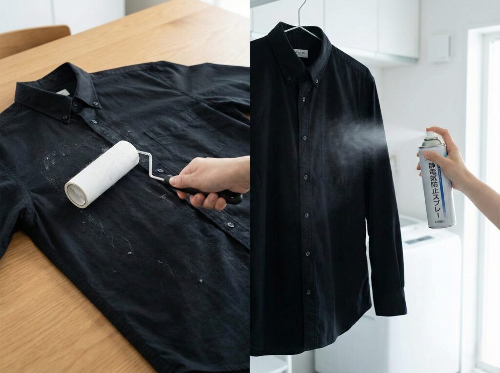 黒シャツの小まめなケア