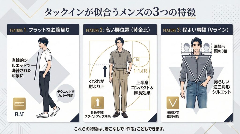 タックインが似合うメンズの3つの特徴