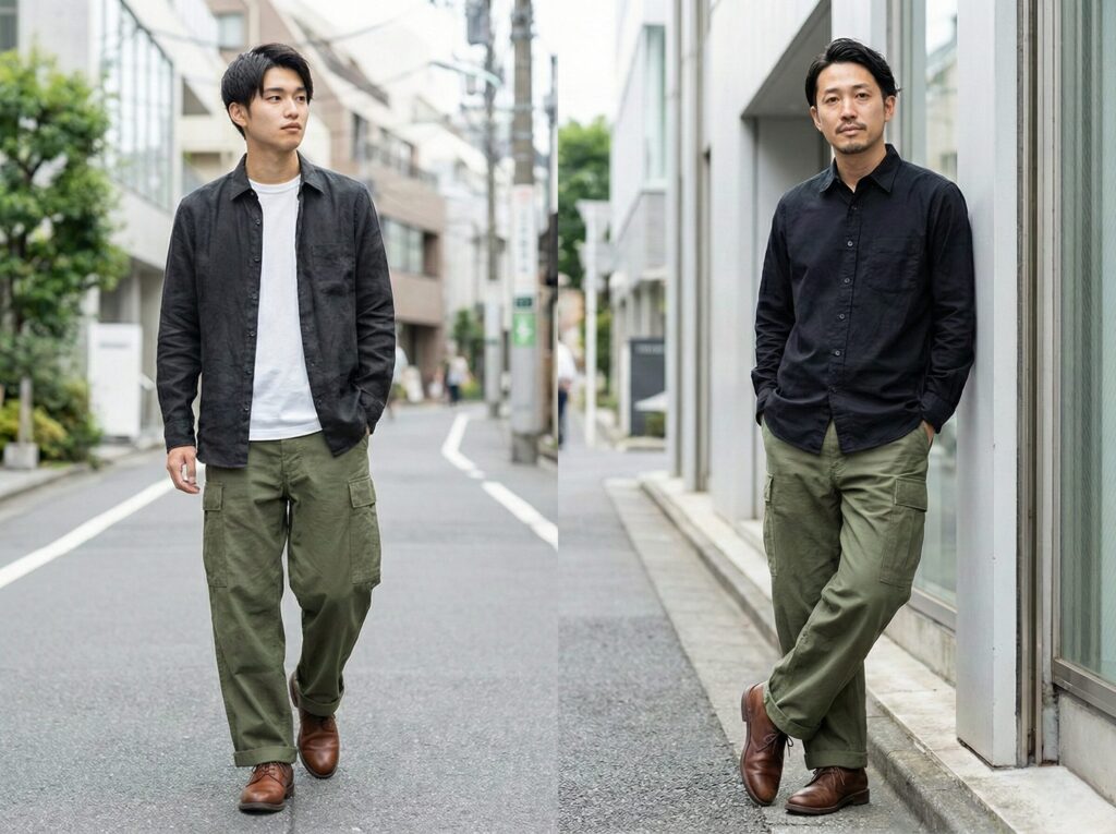 大人の男らしさ解放コーデ