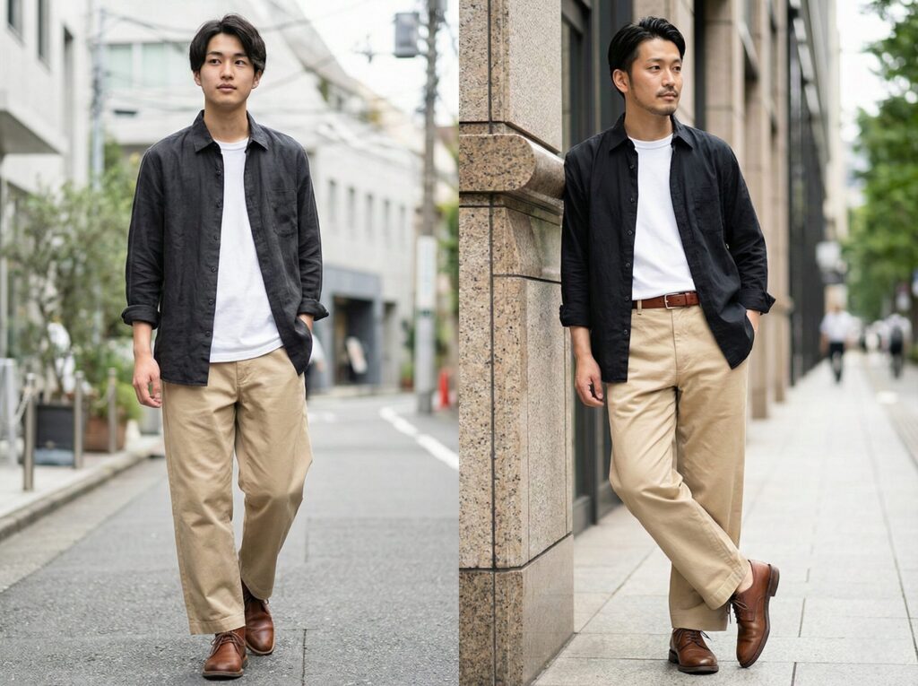 安心感を与える穏やかコーデ