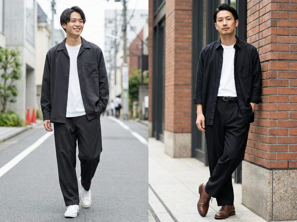 シャツのセットアップコーデ