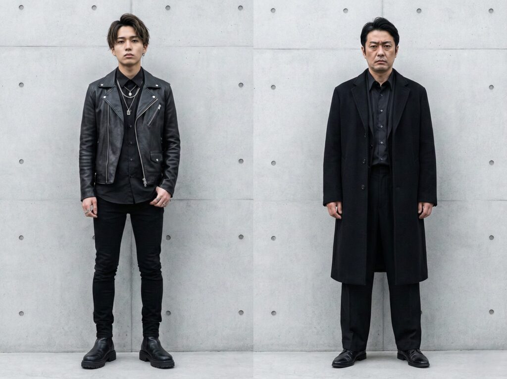 黒でまとめ過ぎなコーデ例