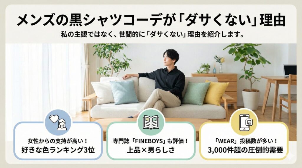 メンズの黒シャツコーデがダサくない理由