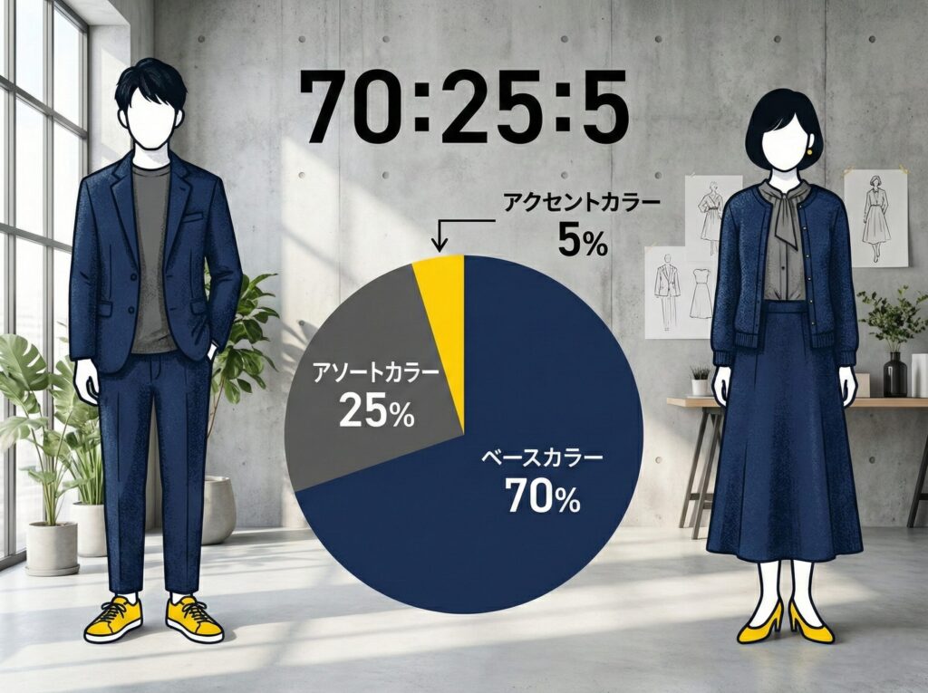 服の色を組み合わせるときの黄金比