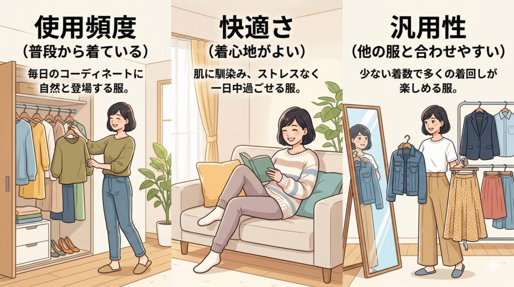 残す服を選ぶ3つのポイント